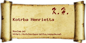 Kotrba Henrietta névjegykártya